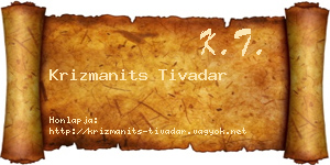 Krizmanits Tivadar névjegykártya